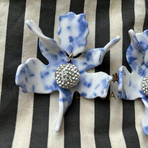 Lele Sadoughi White and Blue Statement Earrings